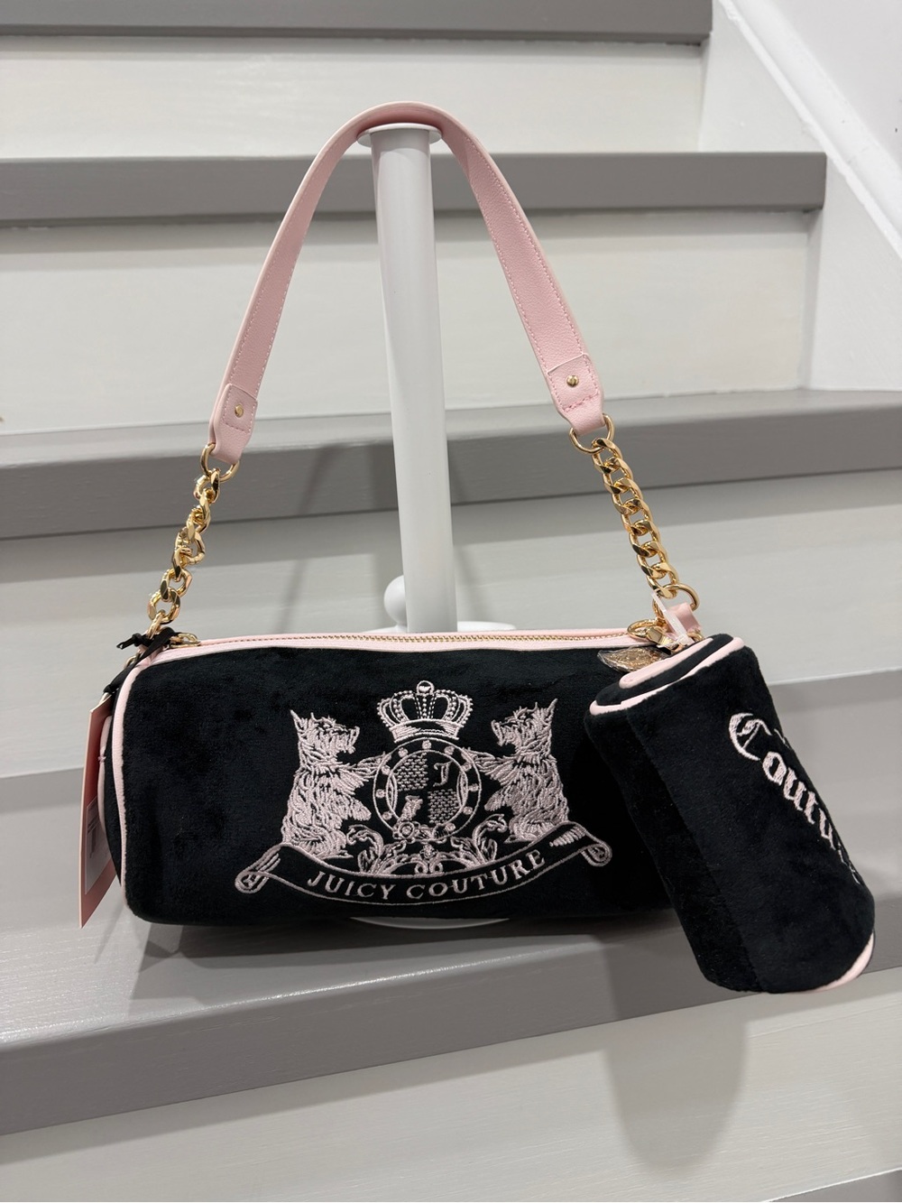 Juicy Couture Black Scottie Barrel Shoulder Bag with Mini - Picture 2 of 3
